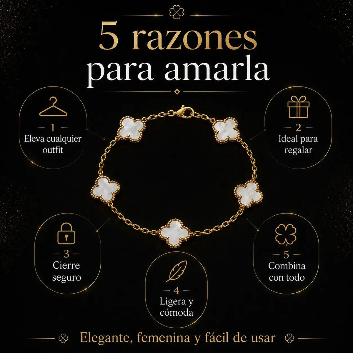 Pulsera Trébol Premium – Elegante, Ajustable y Combinable | Oferta Especial - AURÈNE