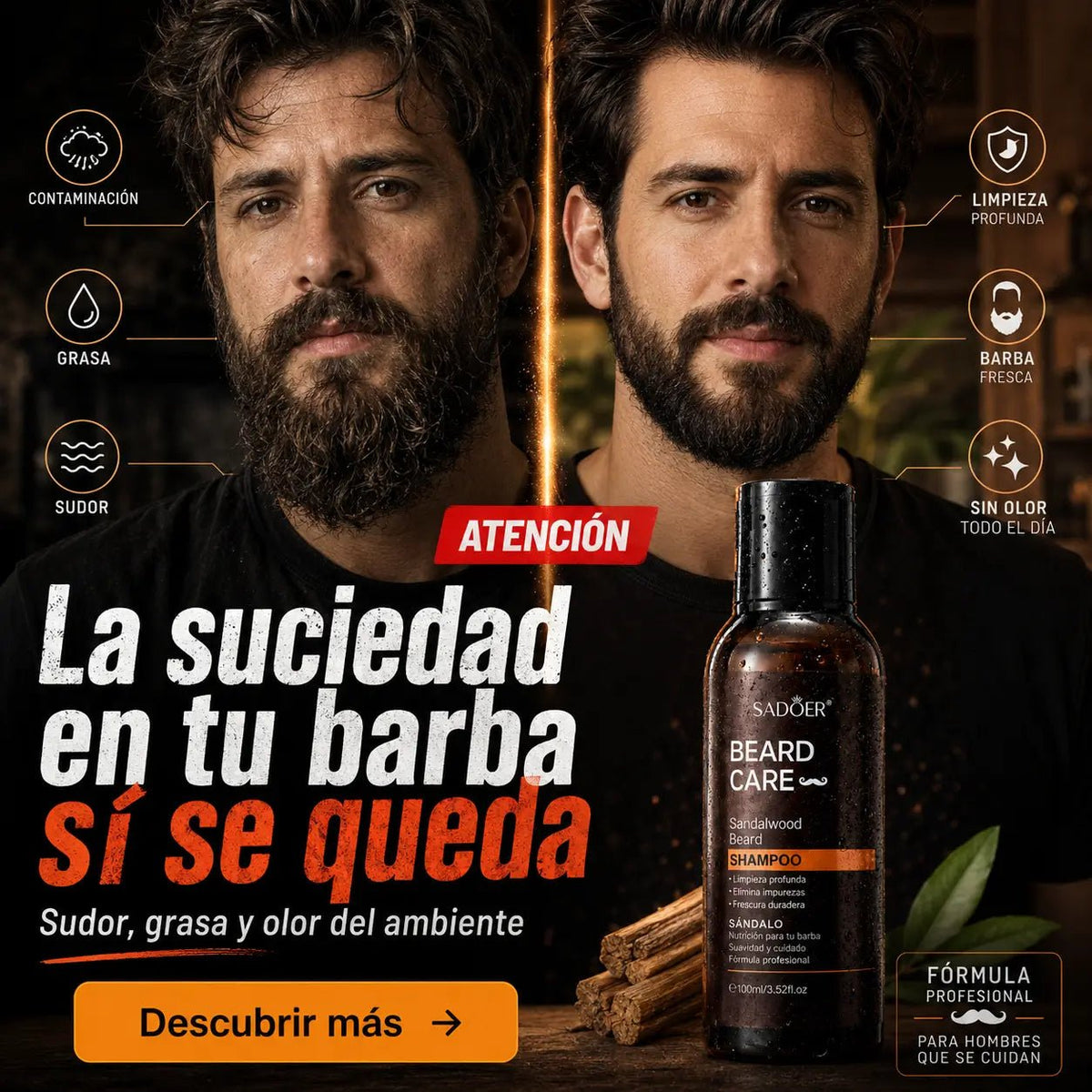 Beard Growth Shampoo Premium para Barba – Limpieza Profunda con Sándalo - AURÈNE