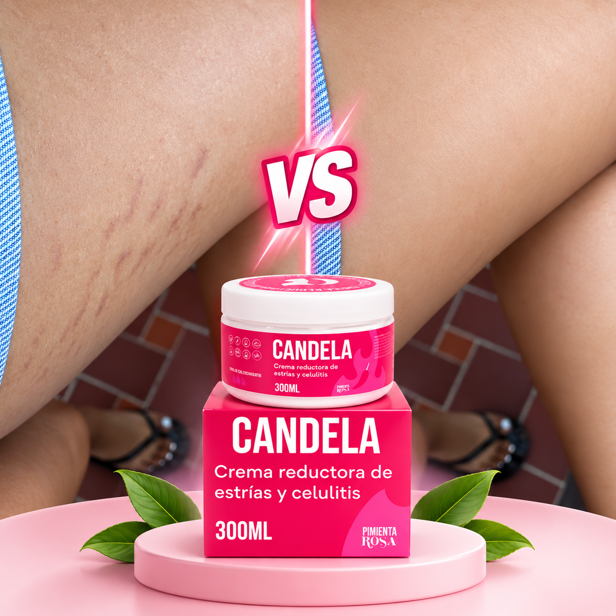Candela crema corporal 300 ml para la apariencia de estrías y celulitis